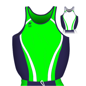 Canotta gara Uomo da Running traspirante Hi-Performance. Disegno A239 colore Verde-Blu-Bianco e in miniatura Bianco-Nero-Verde.