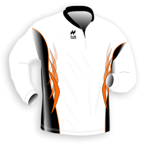 Maglia gara running traspirante Manica Lunga. Articolo A2392ML nel colore Bianco-Nero-Arancio.