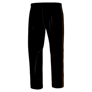 Pantalone leggero pre-post gara art. A3630 nel colore Nero con profilo laterale Arancio.